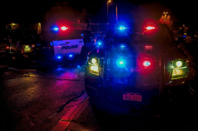 Police cars at night