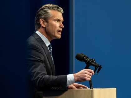 Secretary of Defense Pete Hegseth answers questions during a press conference, Wednesday,