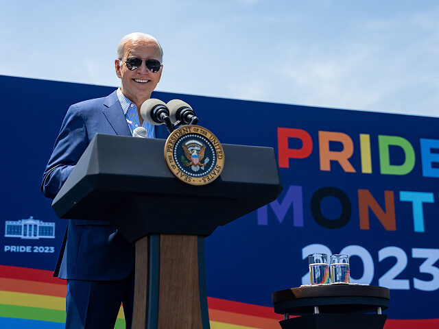 President Joe Biden delivers remarks at a Pride celebration, Saturday, June 10, 2023, on t