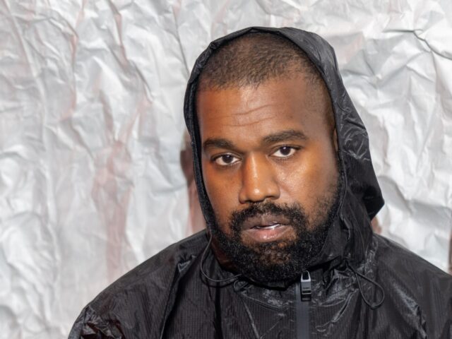 MILAN, ITALY - FEBRUARY 23: Kanye West and Bianca Censori attends the Marni fashion show d