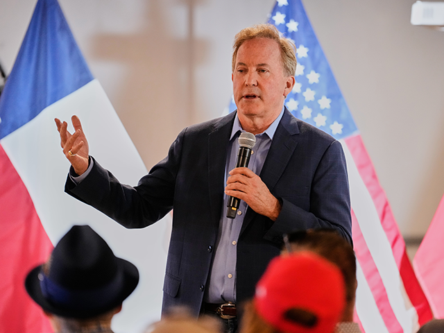 Texas Attorney General Ken Paxton, a Republican candidate for the U.S. Senate, addresses s