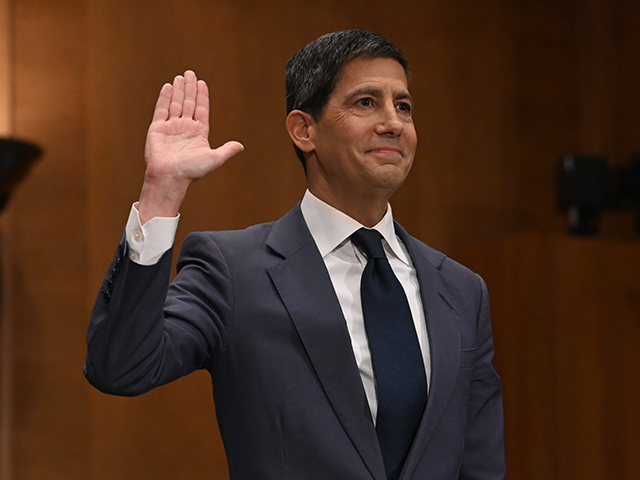 Kevin Warsh is sworn in during a Senate Banking, Housing, and Urban Affairs Committee conf