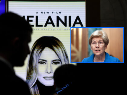 NEW YORK, NEW YORK - JANUARY 28: Advertisements for the First Lady's new film are dis