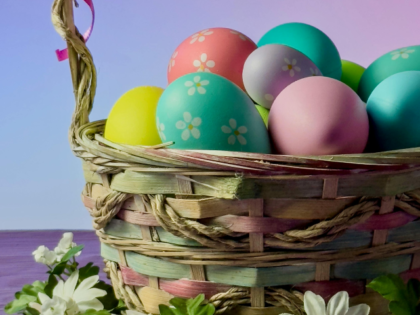 Colorful Easter Egg Basket with Flowers