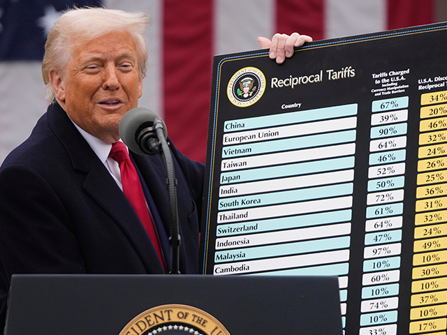 President Donald Trump speaks during an event to announce new tariffs in the Rose Garden a