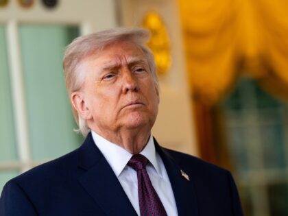 US President Donald Trump speaks to members of the media outside the Oval Office of the Wh