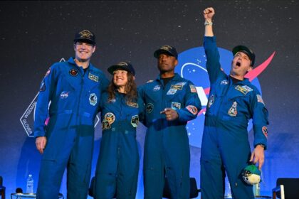 Artemis II astronauts Jeremy Hansen, Christina Koch, Victor Glover and Reid Wiseman spoke