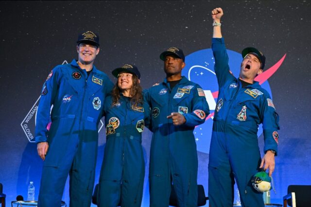 Artemis II astronauts Jeremy Hansen, Christina Koch, Victor Glover and Reid Wiseman spoke