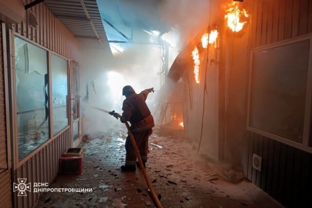 Ukraine's State Emergency Service released images of its firefighters at the scene of