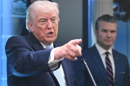 US President Donald Trump (left), pictured with Secretary of Defense Pete Hegseth (right),