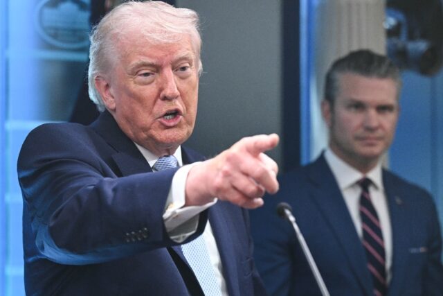 US President Donald Trump (left), pictured with Secretary of Defense Pete Hegseth (right),