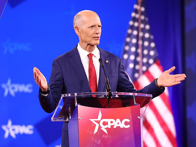 U.S. Senator Rick Scott speaking at the 2025 Conservative Political Action Conference (CPA