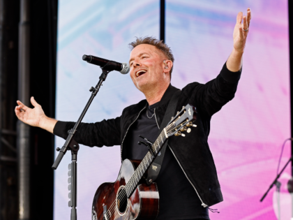 Chris Tomlin performs during an Easter service before a NASCAR Cup Series auto race, Sunda