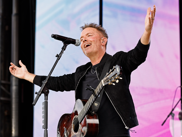 AP22107770759337 Chris Tomlin performs during an Easter service before a NASCAR Cup Series auto race, Sunda
