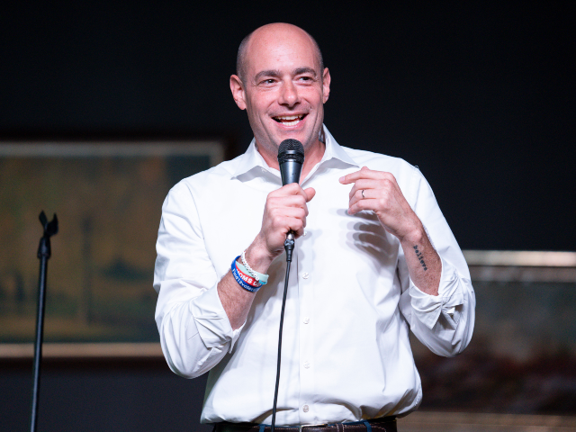 Ohio Democratic House candidate Greg Landsman speaks at a rally for Ohio gubernatorial can