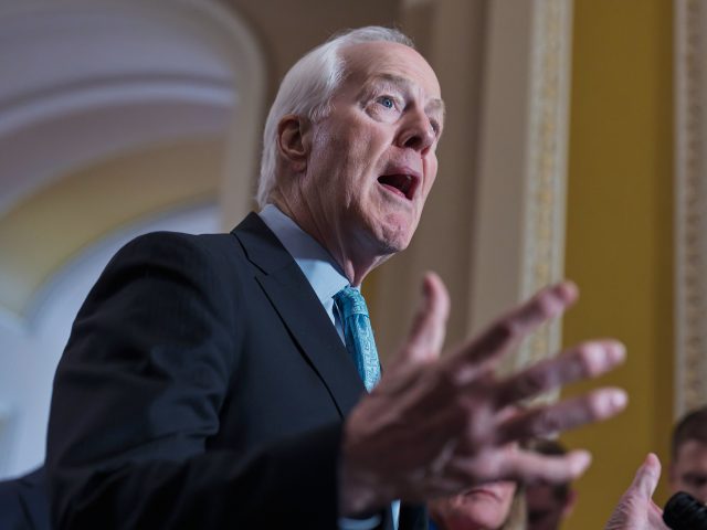 Sen. John Cornyn, R-Texas, adds to the remarks by Senate Majority Leader John Thune, R-S.D
