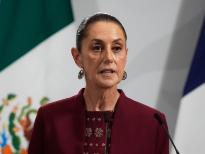 FILE - Mexican President Claudia Sheinbaum speaks at the National Palace in Mexico City, N
