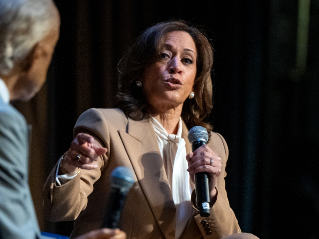Kamala Harris, former Vice President and 2024 Presidential candidate, speaks with Rev. Al