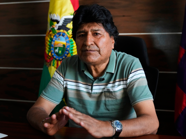 FILE - Former President Evo Morales gives an interview in Lauca N, Chapare region, Bolivia