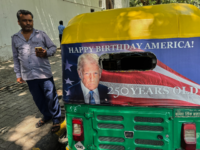 Trump’s Face Adorns Rickshaws in India for ‘Happy Birthday America’ Campaign