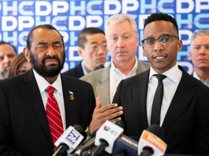 HOUSTON, TEXAS - FEBRUARY 6: Congressman Christian Menefee speaks alongside follow Congres