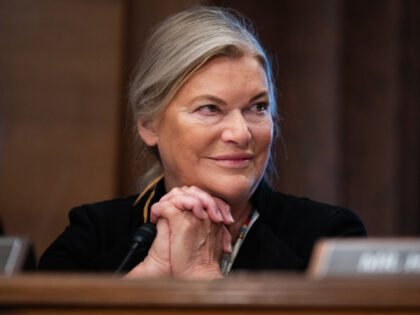Sen. Cynthia Lummis, R-Wyo., attends the Senate Banking, Housing and Urban Affairs Committ