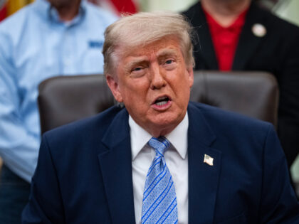 US President Donald Trump speaks during an announcement in the Oval Office of the White Ho