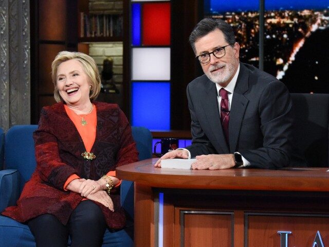 The Late Show with Stephen Colbert and guest Hillary Rodham Clinton during Friday's Septem