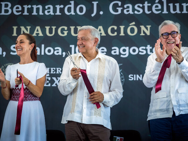Mexican elected President, Claudia Sheinbaum (L), Mexican President Andres Manuel Lopez Ob