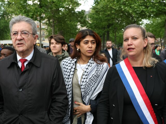 (From L) Founder of French left-wing La France Insoumise (LFI) party Jean-Luc Melenchon, F