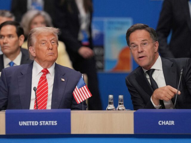 US President Donald Trump (L) and NATO Secretary General Mark Rutte attend a North Atlanti