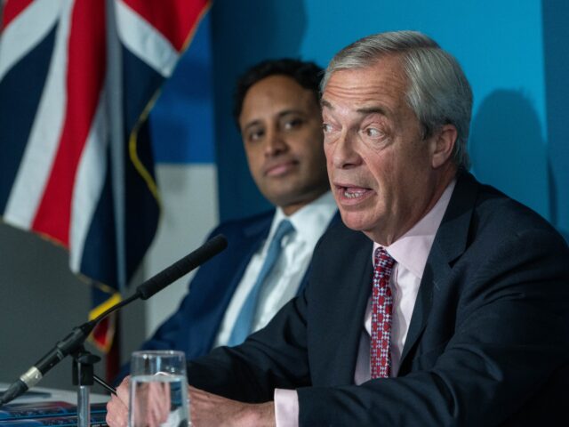 LONDON, UNITED KINGDOM - APRIL 13: Nigel Farage, leader of Reform UK, answers questions fr
