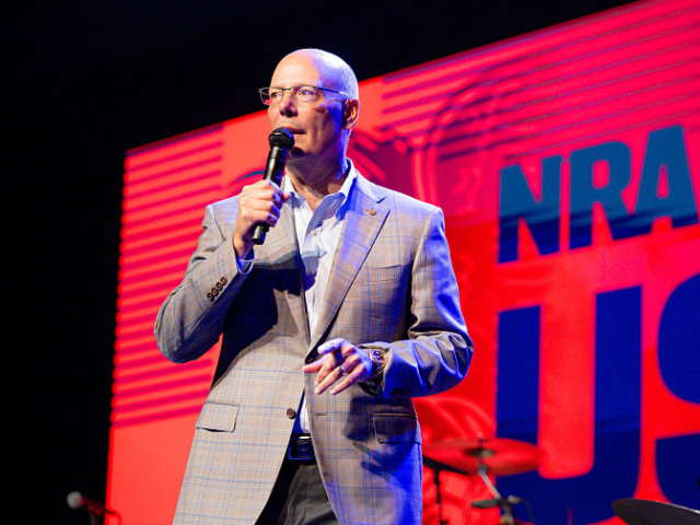 HOUSTON, TEXAS - APRIL 18: Doug Hamlin, NRA CEO, speaks onstage during the 2026 NRA Conven