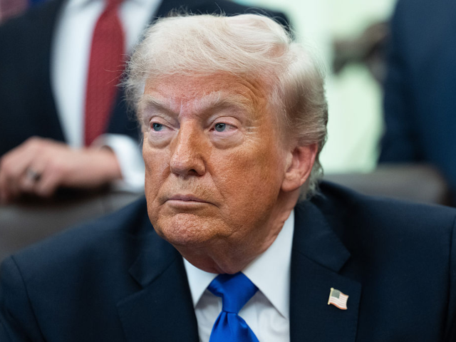 US President Donald Trump during an executive order signing ceremony in the Oval Office of