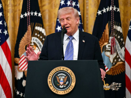 US President Donald Trump during a small business summit in the East Room of the White Hou