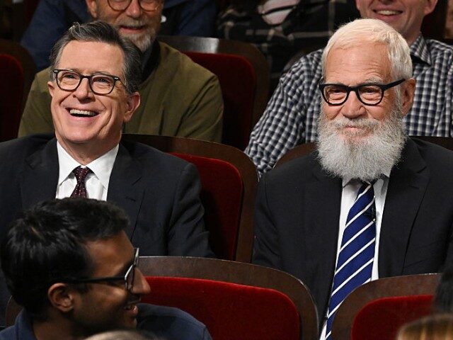 GettyImages-2276004656 The Late Show with Stephen Colbert and guest David Letterman during Thursday's May 14, 202