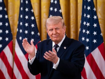 US President Donald Trump during a swearing-in ceremony for Kevin Warsh, chairman of the U
