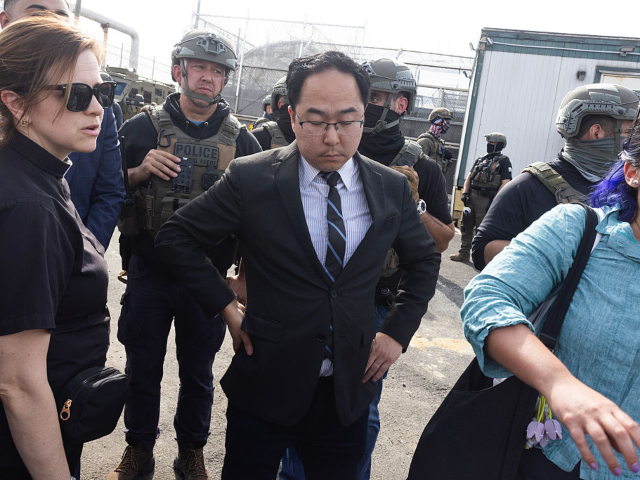 GettyImages-2278207871 NEWARK, NEW JERSEY - MAY 25: U.S. Sen. Andy Kim (D-NJ) attempts to broker an agreement bet