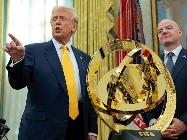 U.S. President Donald Trump speaks alongside President of Fédération Internationale de F