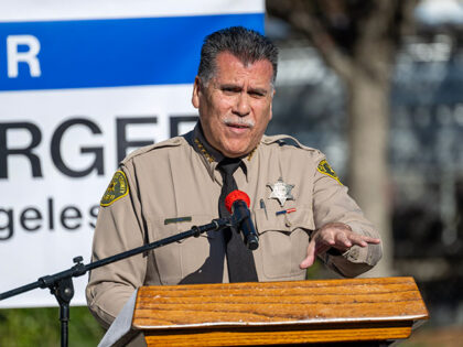 Los Angeles County Sheriff Robert Luna speaks during a ceremony to rename the Castaic Spor