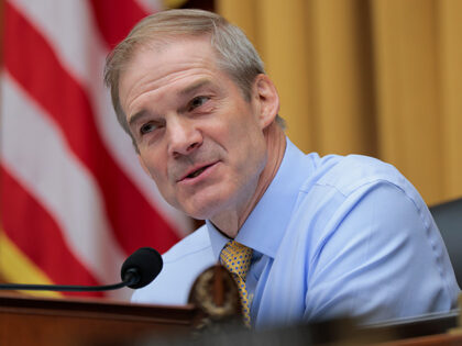 Chairman Jim Jordan (R-OH) speaks as U.S. Secretary of Homeland Security Kristi Noem testi