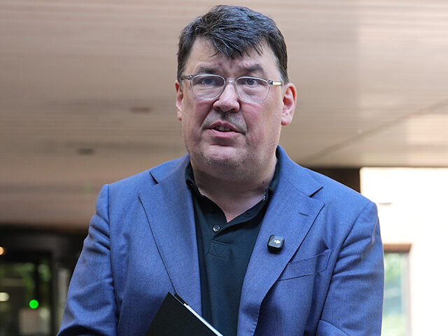 Graham Linehan speaking outside Southwark Crown Court, London, after he had his conviction