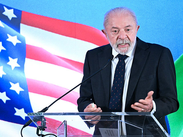 Brazilian President Luiz Inacio Lula da Silva speaks during a press conference at the Braz