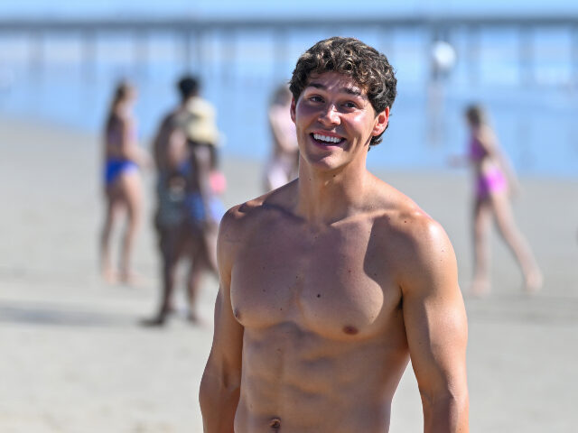 Noah Beck is seen on on the set of Baywatch on March 18, 2026 in Venice, California. MEGA/