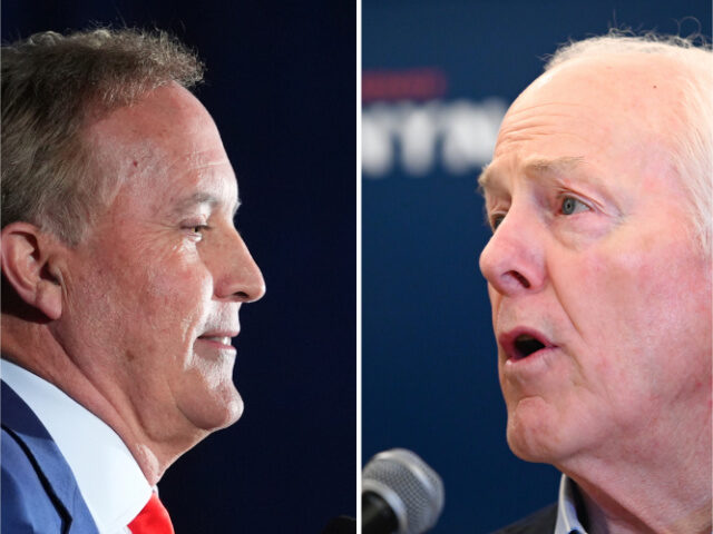 This photo combination shows Texas Attorney General Ken Paxton, left, in Dallas and Sen. J