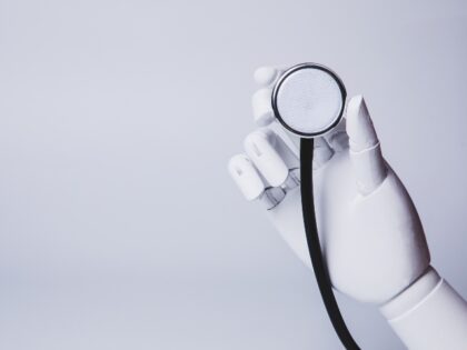 Robot holding medical equipment