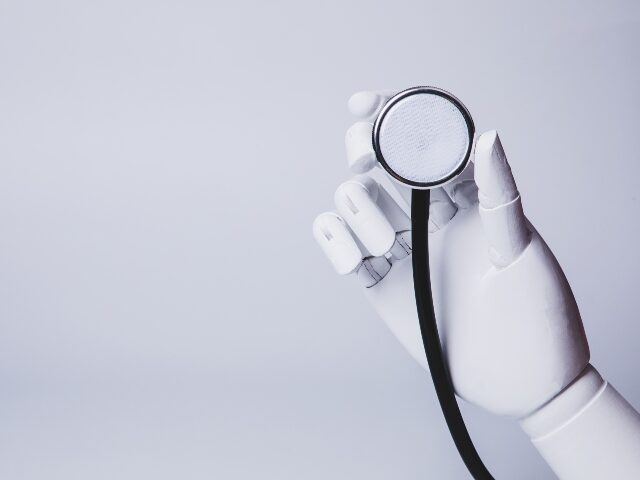 Robot holding medical equipment