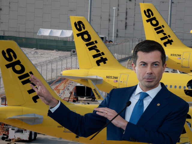 Spirit Airlines planes are parked on the tarmac at the Fort Lauderdale-Hollywood Internati