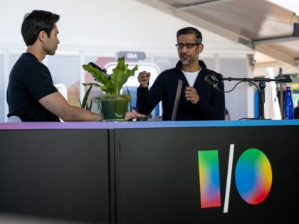 Sundar Pichai of Google presenting