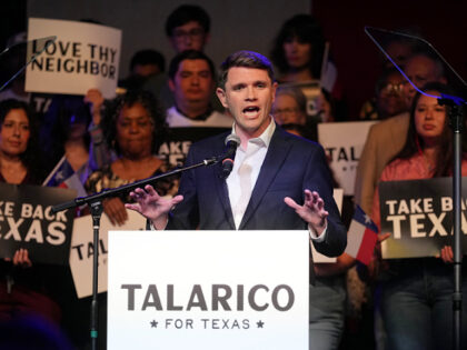 Texas Democratic Senate candidate Texas state Rep. James Talarico, D-Austin, speaks for th
